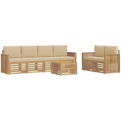  Set vanjskih sofa 7 kom. Bijela i bež Poliester 59 x 59 x 37 cm Slike