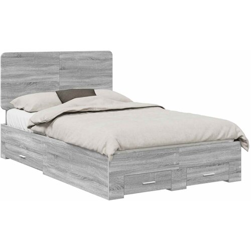  Krevetna konstrukcija s ladicama Siva Sonoma 120 x 200 cm 203 x 123 x 100 cm Slike