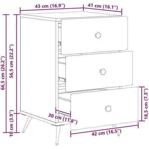  Noćni ormar Staro drvo 43 x 41 x 66,5 cm Konstruirano drvo Slike