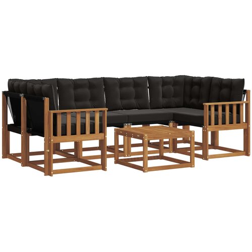  Set vanjskih sofa 7 kom. Prirodna i crna Slike