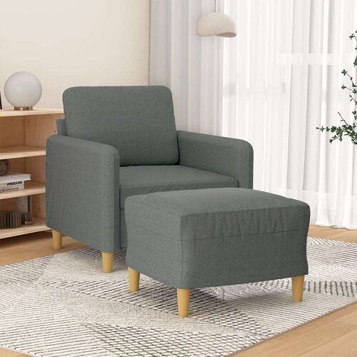  Fotelj s stolčkom za noge temno siv 60 cm blago Cene