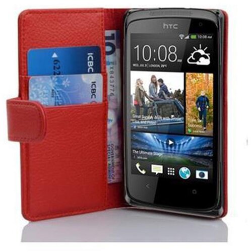 Cadorabo Ohi&scaron;je, združljivo z HTC Desire 500 v rdeče sladkorno jabolko - Za&scaron;čitni ovitek iz teksturiranega umetnega usnja in žep za kartice, (20561337) Cene