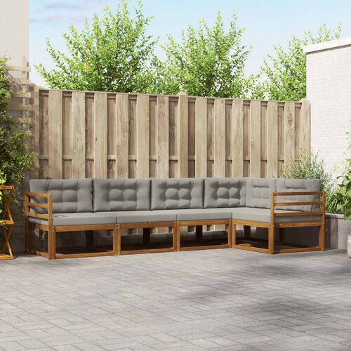  Set vanjskih sofa s jastukom 5 pcs Prirodna i svjetlosiva Cijene