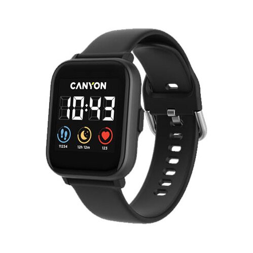 Canyon Smart watch, 1.4inches IPS full touch screen, with music player plastic body, IP68 waterproof, multi-sport mode, compatibility with iOS and android CNS-SW78BB Slike