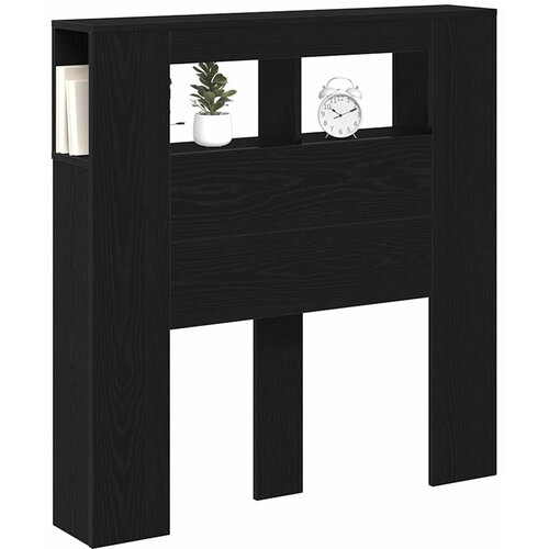  LED glava kreveta s policom Crni hrast 100 x 18,5 x 103,5 cm Slike