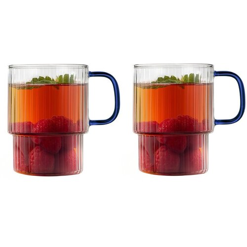 Vialli Design Plave staklene šalice u setu 2 kom za cappuccino 350 ml Livio – Cene