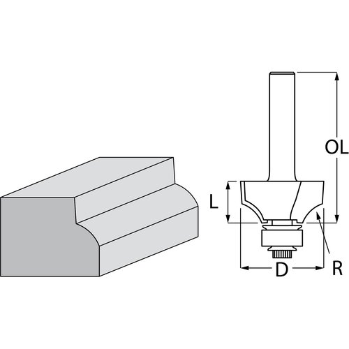 Makita glodalo za zaobljenje rubova s ležajem R 7,9 mm, drška 8 mm D-48393 Cene