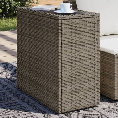 VidaXL Vrtni stol sa staklenom pločom sivi 58x27 5x55 cm od poliratana Slike