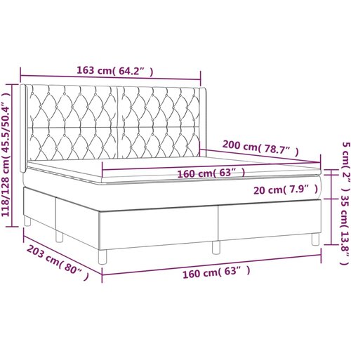  Krevet box spring s madracem LED tamnosivi 160x200 cm tkanina Slike