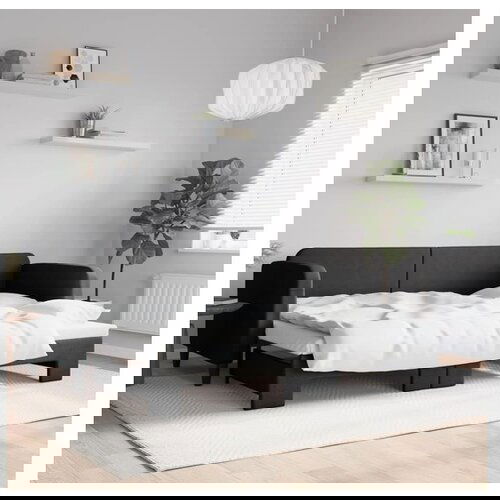 VidaXL Dnevni krevet na razvlačenje crni 80 x 200 cm od tkanine Slike