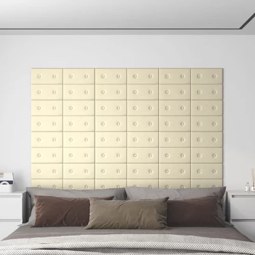  Zidne ploče od umjetne kože 12 kom krem 30 x 15 cm 0,54 m²