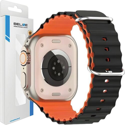 Beline pas za apple watch silikon waves 42/44/45/49MM črno oranžen, (21969198) Cene
