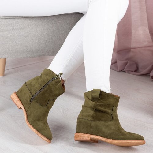 Resti Green cowboy boots on a covered Astrit wedge - Footwear Cene