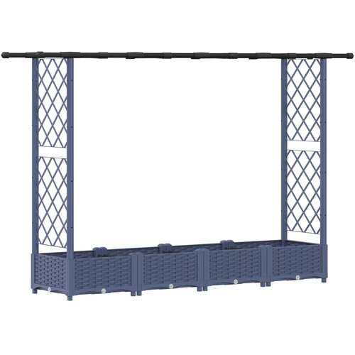 vidaXL Dvignjeno ležišče s trellisom in streho Siva 203 x 40 x 123 cm, (5000287887) Cene
