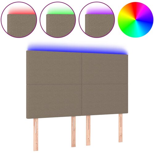  LED uzglavlje smeđesivo 144x5x118/128 cm od tkanine Slike