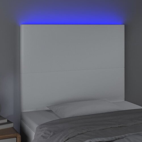  LED uzglavlje bijelo 80x5x118/128 cm od umjetne kože Slike