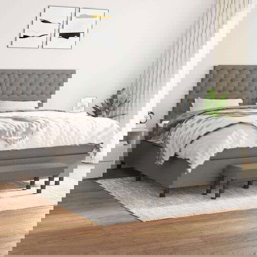  Box spring postelja z vzmetnico temno siva 160x200 cm blago, (20900517) Slike