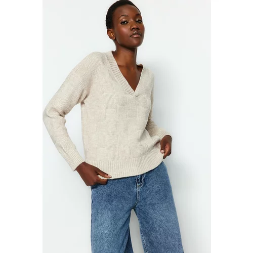 Trendyol Sweater - Beige - Oversize