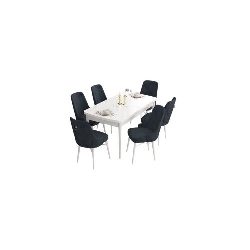 Hanah home Set Trpezarijski sto i 6 stolica Are, antracit-bijela Cene