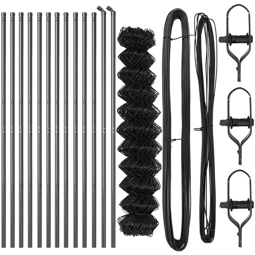 VidaXL Ograda od lancane veze s 13 stupova 1x25 m Galvanizirani čelik siva Slike
