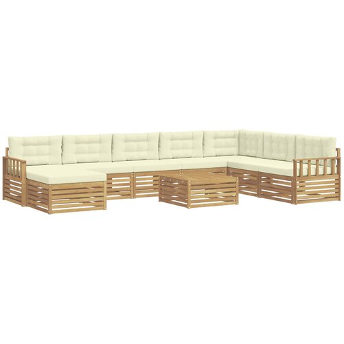 vidaXL Zunanja garnitura za sedenje z blazino 9 pcs Bela in krem, (5000282499) Cene