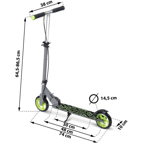 Ricokids romobil za djecu Kodi, PU kotači, crno zeleni Slike