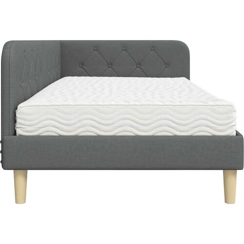 VidaXL Kutni okvir kreveta s madracem Tamno siva 90 x 190 cm tkanina Slike