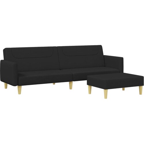 Maison Chic kavč - Sofa - Kanape dvosed z ležiščem in stolčkom za noge črno blago, (21727537) Cene