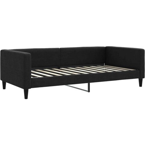 VidaXL Dnevni krevet s madracem crni 100 x 200 cm od tkanine Slike