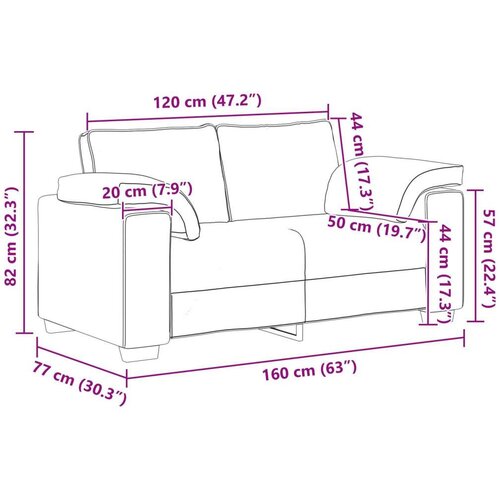  Dvosjed Sofa Vinasta Crvena 120 cm Tkanina Slike