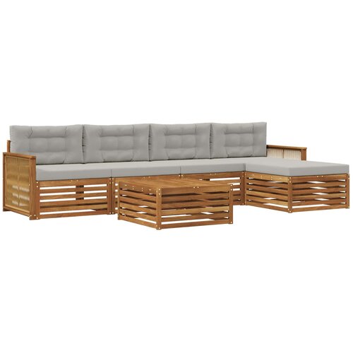 vidaXL Zunanja garnitura za sedenje 6 pcs Naravna in svetlo siva, (5000271921) Cene