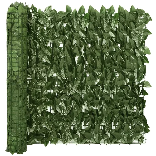 vidaXL Balkonsko platno s temno zelenim listjem 500x75 cm
