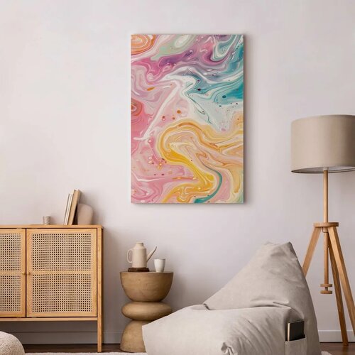  Slika - Colorful Chaos - Dynamic Shapes in Shades of Pink Yellow and Blue 80x120 Cijene