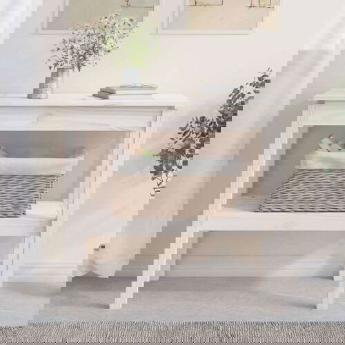  Konzolna mizica bela 80x40x75 cm trdna borovina, (20711562) Slike