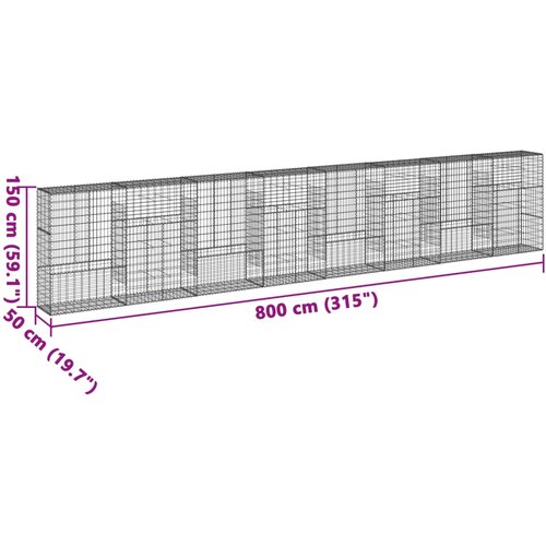  Gabionska ko&amp;scaron;ara s poklopcem 800x50x150 cm pocinčano željezo Slike