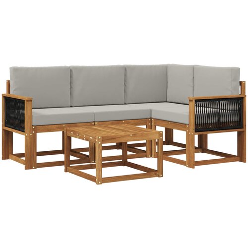 Set vanjskih sofa 5 kom. Prirodna i svjetlosiva Poliester Slike