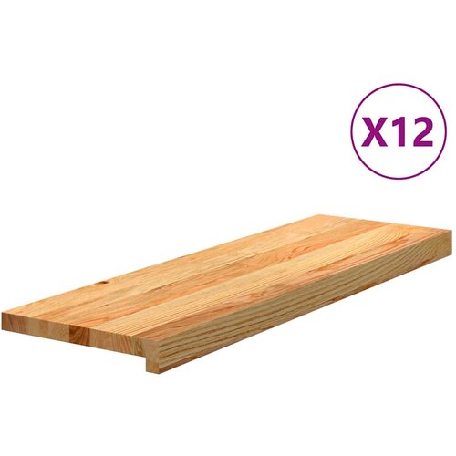 VidaXL podloge za stopnice 12 kosov rjave 80x30x2 cm trdna hrastovina Slike