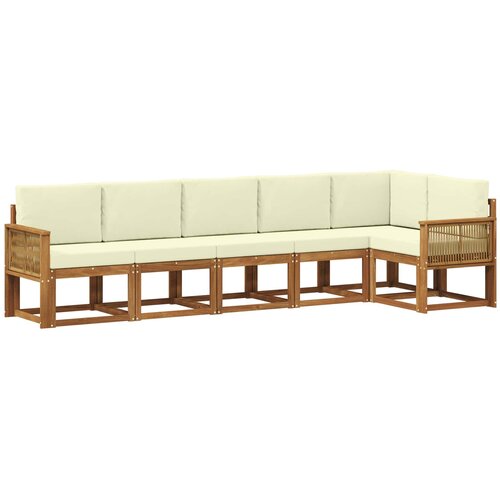 vidaXL Zunanja garnitura za sedenje 6 pcs Naravna in smetana Poliester, (5000281139) Cene