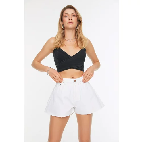Trendyol White Mini Denim Shorts