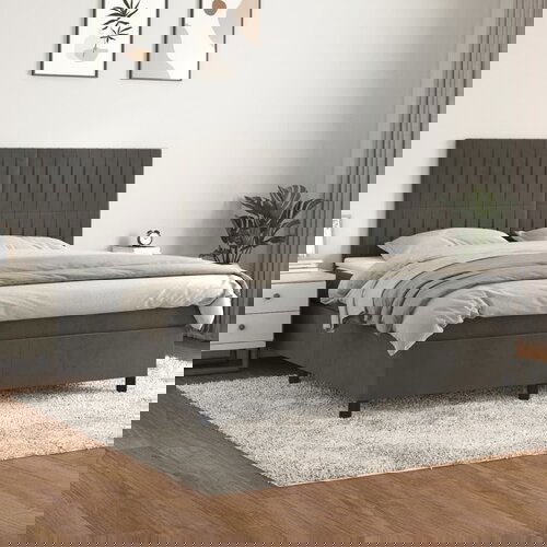 VidaXL Box spring postelja z vzmetnico temno siva 180x200 cm žamet Slike