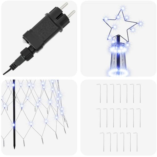  LED božićno drvce 300 cm 350 LED lampica Plava Željezo Crna - Plava 300 cm Slike