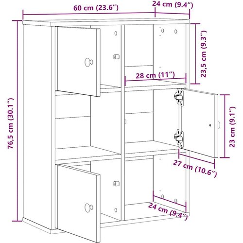 VidaXL Regal za knjige boja starog drva 60x24x76,5cm konstruirano drvo Slike