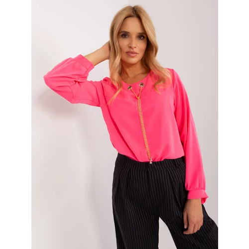Fashion Hunters Fluo pink formal blouse with long sleeves