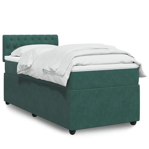 vidaXL Box spring postelja z vzmetnico temno zelena 100x200 cm žamet Cene