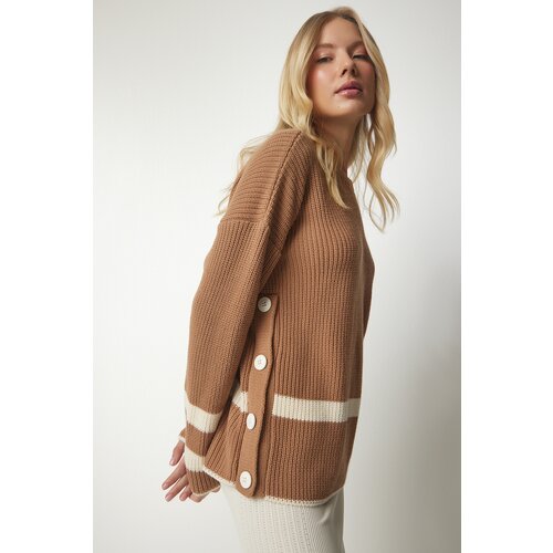 Happiness İstanbul Women's Biscuit Button Detailed Knitwear Sweater Slike