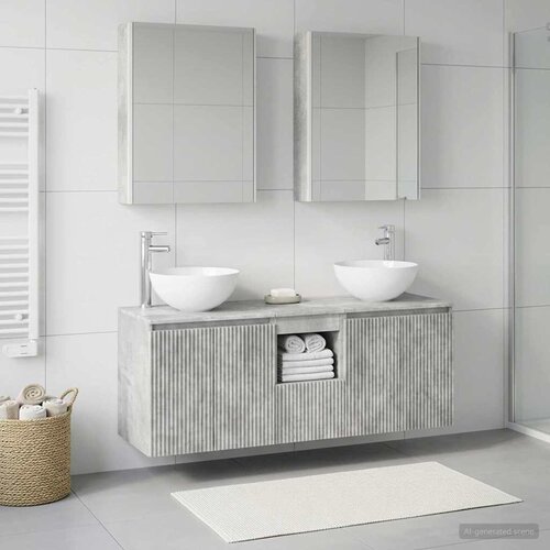  Set ormarića za kupaonicu 5 pcs Betonska siva 53 x 15,5 x 70 cm Slike
