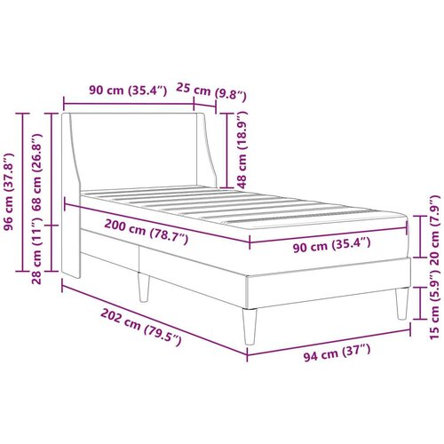  Okvir kreveta s madracem Zidne Tamno siva 90 x 200 cm tkanina - Tamno siva 90 x 200 cm Slike