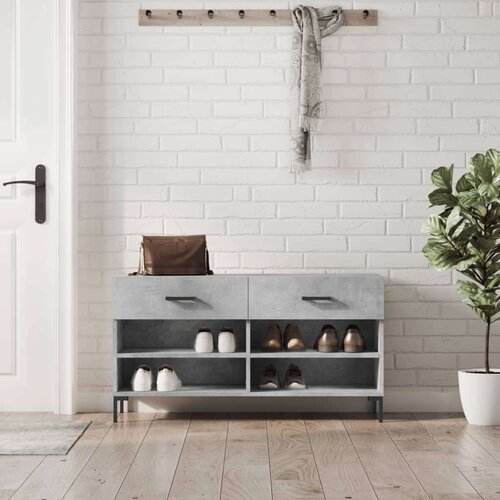 vidaXL regal za čevlje betonsko siv 102x35x55 cm inženirski les Cene