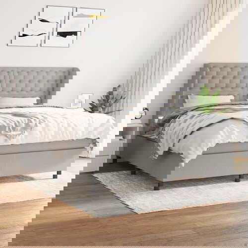 The Living Store Box spring postelja z vzmetnico svetlo siva 180x200 cm blago - Box Spring Postelja, (21518448) Slike