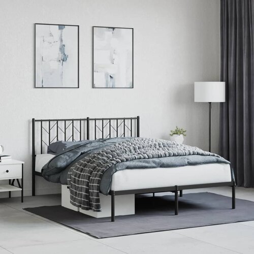 vidaXL Metalni okvir za krevet s uzglavljem crni 140x190 cm Cijene